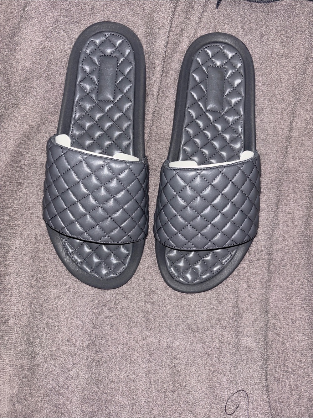 APL Quilted Slide Sandals in Gray